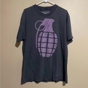 Grenade Purple Graphic Streetwear Black T-Shirt Adult L Slightly Thrashed